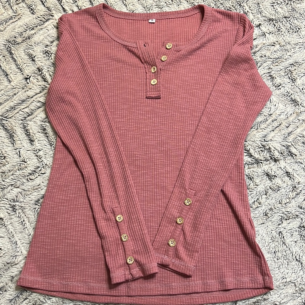 Women's Henley Long Sleeve Button Down Tunic Top